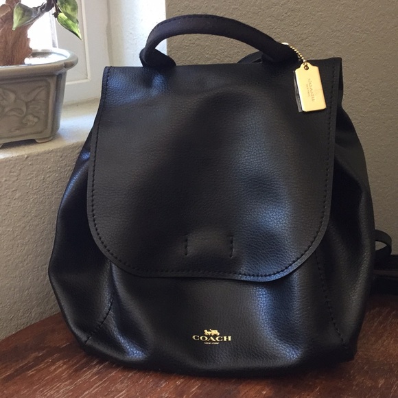 Coach Handbags - 💕HP NWT Coach Black Leather Large Backpack Purse